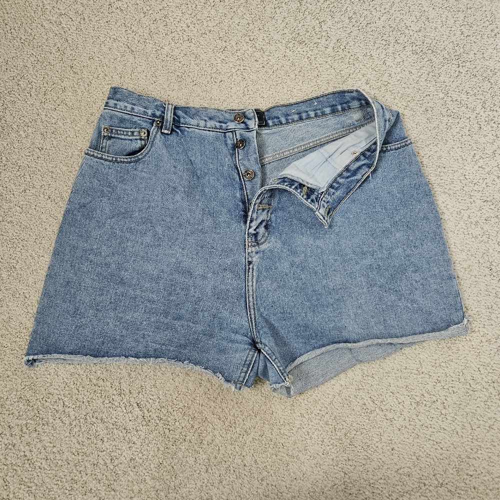 Vintage Route 66 Jean Shorts Frayed Hem 4 Button Women's 17/18
